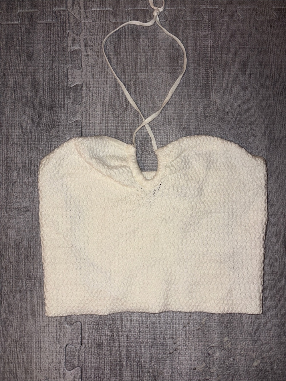 Forever 21 Cream Knit Halter Crop